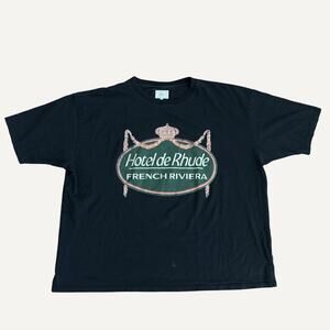 Rhude Hotel de Rhude French Riviera Graphic Tee Black Size XXL